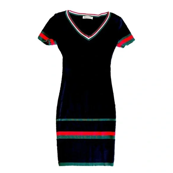 vinceotto Dresses Vinceotto Knitted Womens Vneck Short Sleeve - Main Image